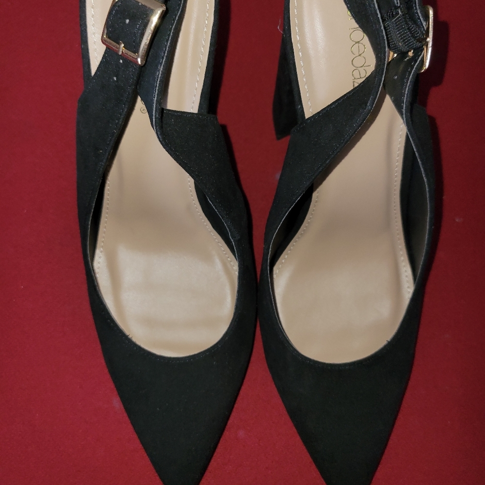 SOLD Shoe Dazzle Black Suede Slingback pump